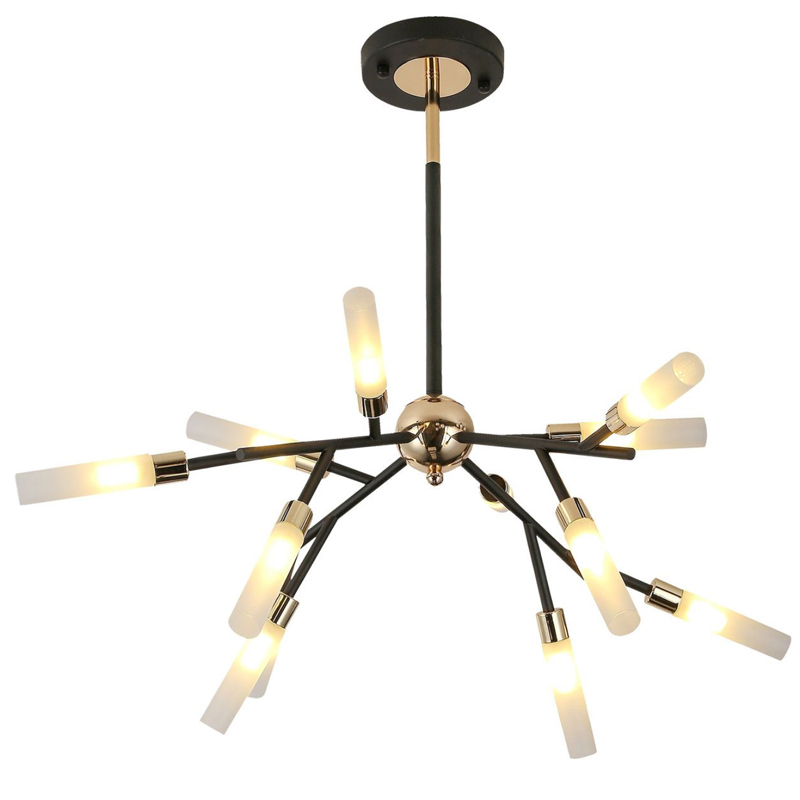 Люстра White Tube Valley Arredoluce Chandelier 12 Прозрачный белый Глянцевое золото Черный Люстра White Tube Valley Arredoluce Chandelier 12 Прозрачный белый Глянцевое золото Черный в Грозном | Loft Concept