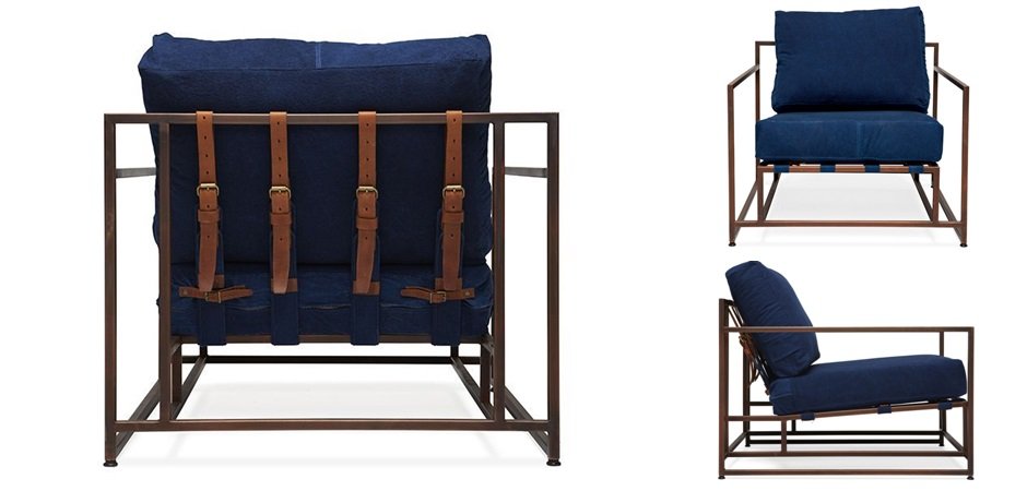 Кресло Kenn X Miller armchair Indigo and copper denim Кресло Kenn X Miller armchair Indigo and copper denim - Loft-Concept в Грозном