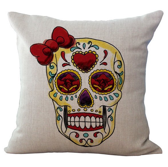 Декоративная подушка Skull With Bow Декоративная подушка Skull With Bow в Грозном | Loft Concept