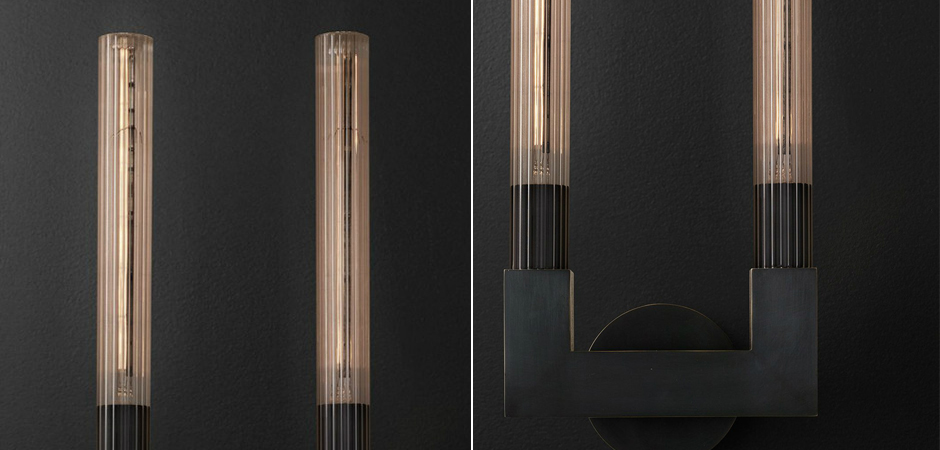 Бра RH CANNELLE wall lamp DOUBLE Sconces Black Бра RH CANNELLE wall lamp DOUBLE Sconces Black - Loft-Concept в Грозном
