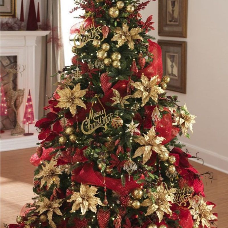 Дизайнерская Елка с Красным и Золотым новогодним декором Christmas Tree Golden Flowers Красный Золотой Дизайнерская Елка с Красным и Золотым новогодним декором Christmas Tree Golden Flowers Красный Золотой в Грозном | Loft Concept