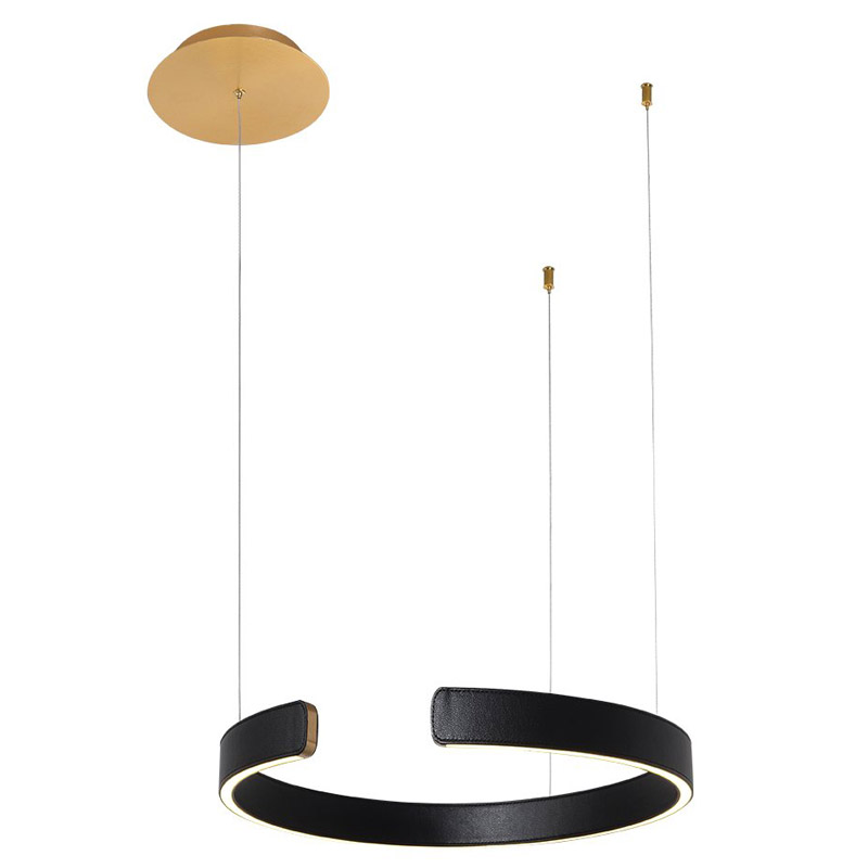 Подвесной светильник Half Ring black leather 40 Черный Золотой в Грозном | Loft Concept 