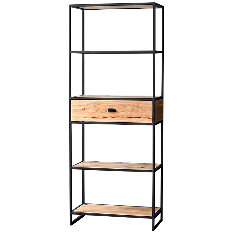 Стеллаж Kline Industrial Metal Rust Rack Черный Древесина Стеллаж Kline Industrial Metal Rust Rack Черный Древесина в Грозном | Loft Concept