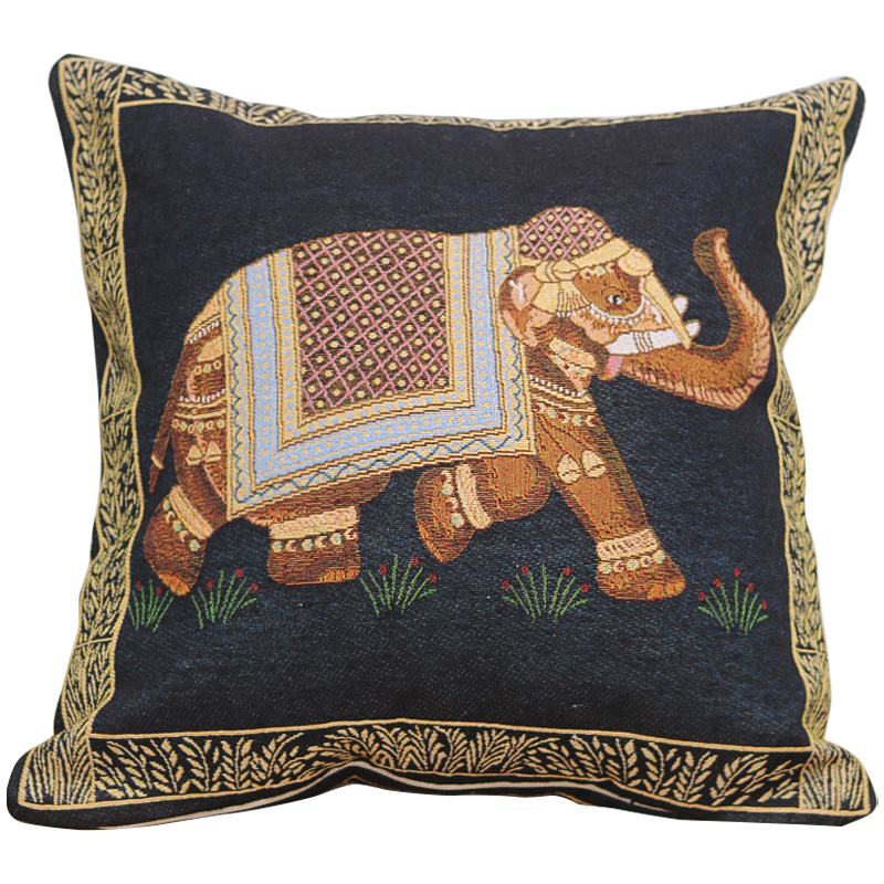 Декоративная подушка Indian Elephant Black Мульти Черный Декоративная подушка Indian Elephant Black Мульти Черный в Грозном | Loft Concept