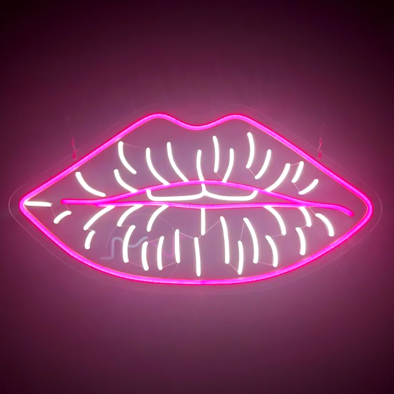 Неоновая настенная лампа Lips Neon Wall Lamp Розовый Белый Неоновая настенная лампа Lips Neon Wall Lamp Розовый Белый в Грозном | Loft Concept