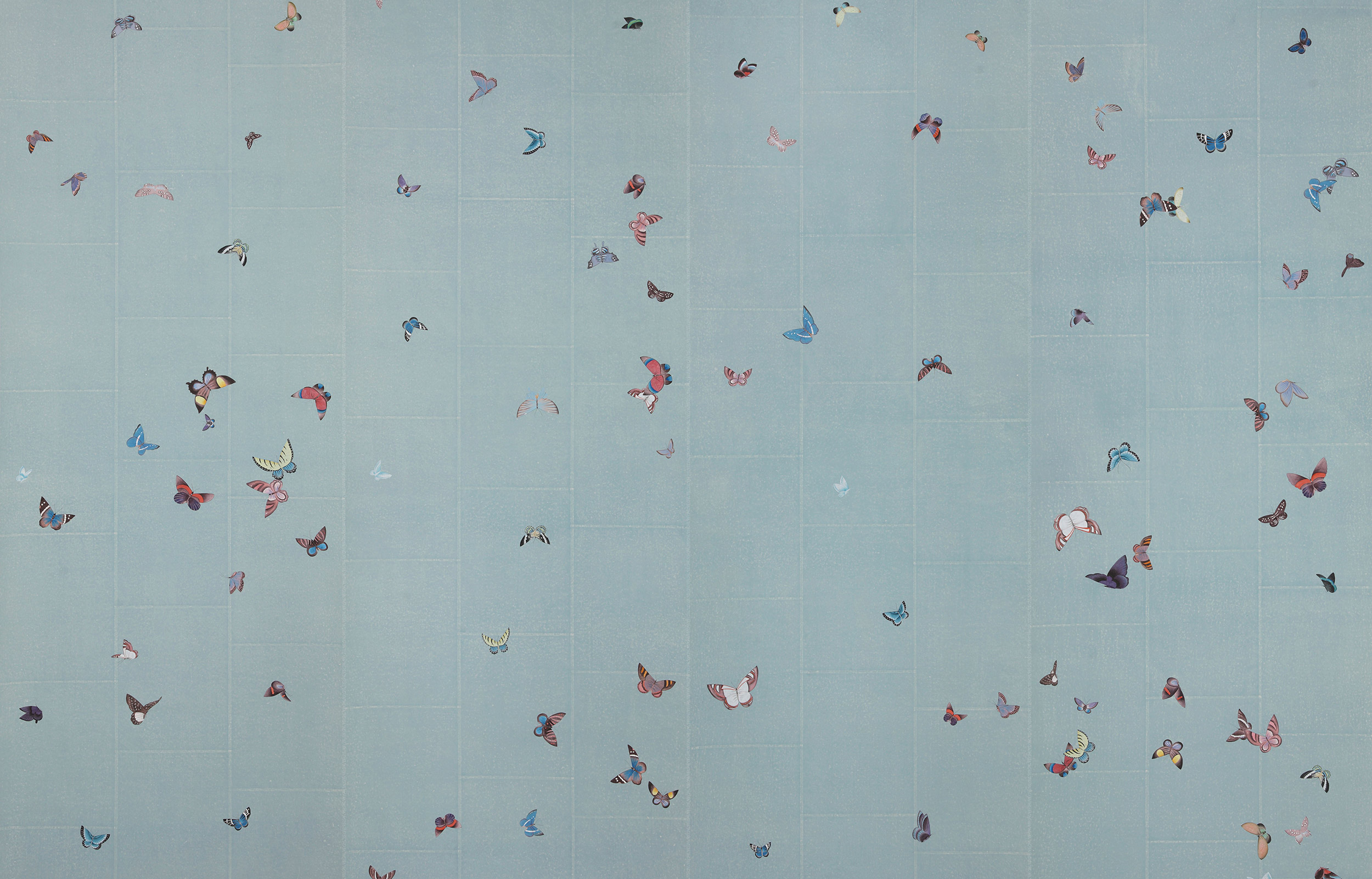 Обои ручная роспись Butterflies Icarus on Azure India tea paper Обои ручная роспись Butterflies Icarus on Azure India tea paper - постер Loft-Concept в Грозном