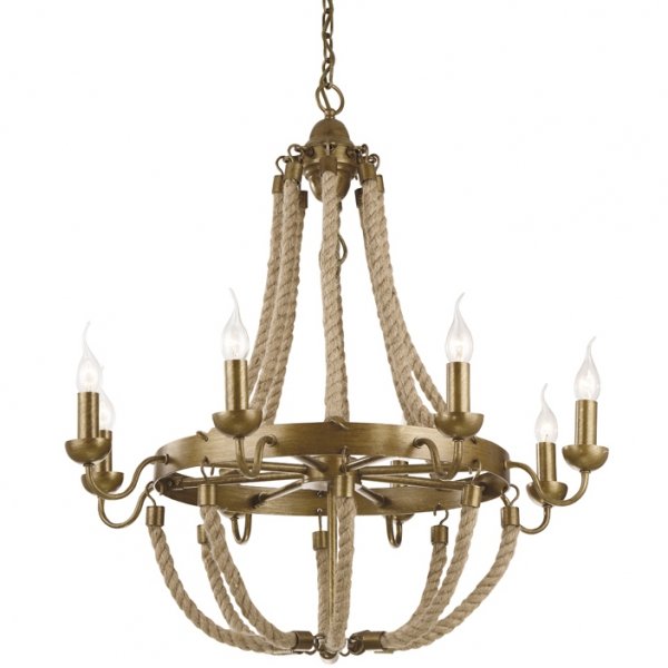 Люстра Rattan Chandelier Metall 8 Loft Rope Light Люстра Rattan Chandelier Metall 8 Loft Rope Light в Грозном | Loft Concept