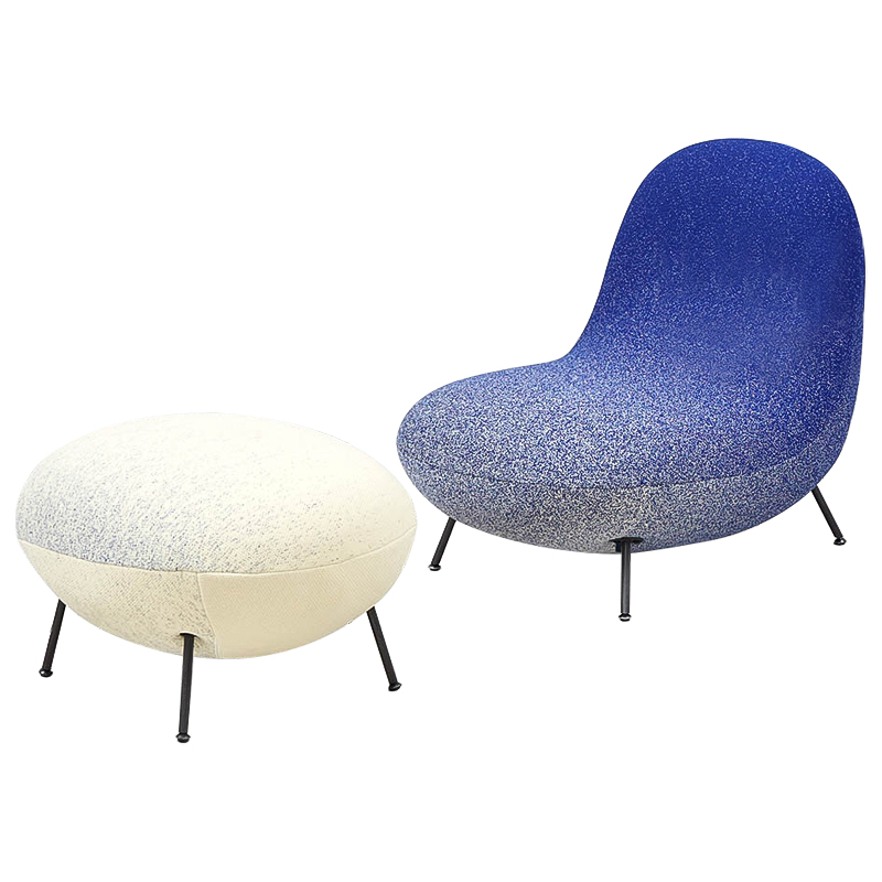 Кресло и пуф Whitney Gradient Armchair and Ottoman Синий Молочный Кресло и пуф Whitney Gradient Armchair and Ottoman Синий Молочный в Грозном | Loft Concept