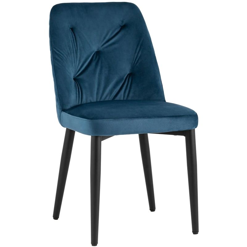 Стул Emma Chair Синий Велюр Синий Черный Стул Emma Chair Синий Велюр Синий Черный в Грозном | Loft Concept