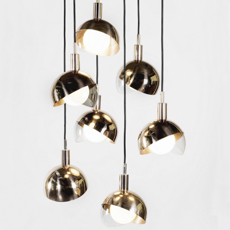 Подвесной светильник Half Closed Balls Медь Белый Прозрачное Стекло в Грозном | Loft Concept 