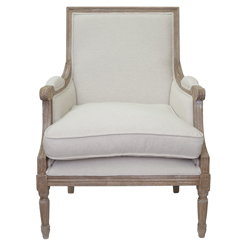 Кресло William Classical Armchair beige flax Бежевый Коричневый Кресло William Classical Armchair beige flax Бежевый Коричневый в Грозном | Loft Concept