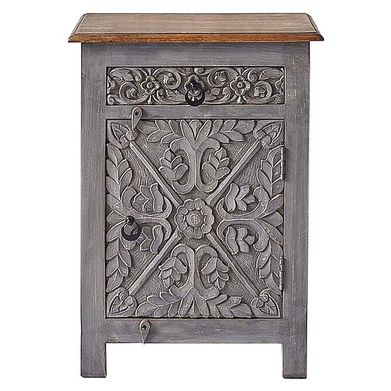 Тумба Indian Antique White Furniture Nightstand Ganica серый Серый Коричневый Тумба Indian Antique White Furniture Nightstand Ganica серый Серый Коричневый в Грозном | Loft Concept