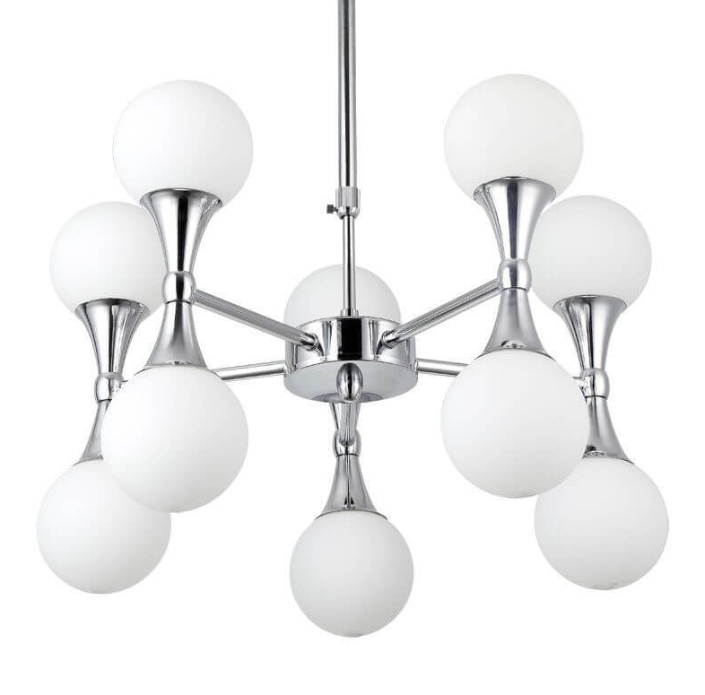 Люстра Ball Valley Chandelier Chromium 10 Белый Хром Люстра Ball Valley Chandelier Chromium 10 Белый Хром в Грозном | Loft Concept