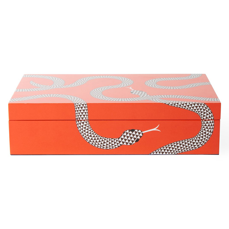 Шкатулка LARGE EDEN LACQUER BOX Jonathan Adler Оранжевый Темно-синий Шкатулка LARGE EDEN LACQUER BOX Jonathan Adler Оранжевый Темно-синий в Грозном | Loft Concept