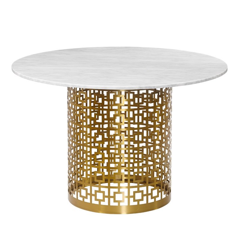 Обеденный стол Artesia Dining Table White Глянцевое золото Белый Обеденный стол Artesia Dining Table White Глянцевое золото Белый в Грозном | Loft Concept