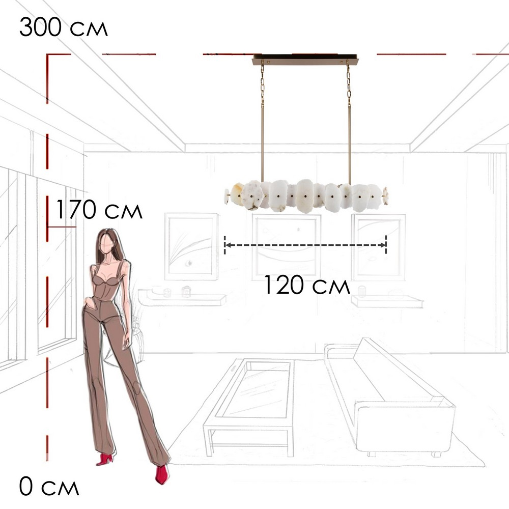 Подвесной светильник с фигурными элементами из белого алебастра Cryptocrystalline Stone в Грозном