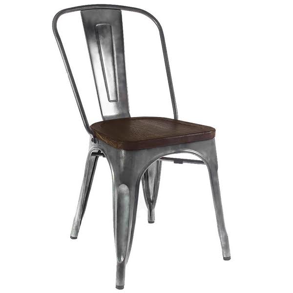 Кухонный стул Tolix Chair Wood Zinc Серебряный Коричневый Кухонный стул Tolix Chair Wood Zinc Серебряный Коричневый в Грозном | Loft Concept