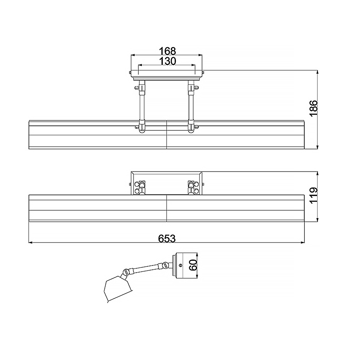 Светильник для картин с призматическим плафоном и двойными регулируемыми шарнирами Elstead Lighting в Грозном
