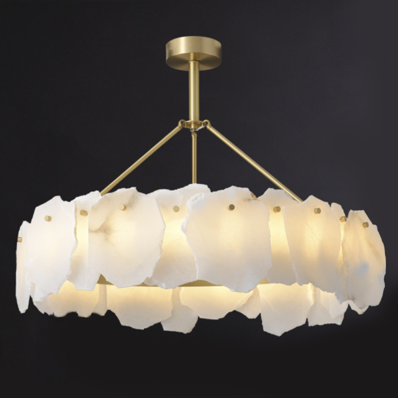 Люстра Lucretia Marble Round Chandelier Латунь Белый Мрамор Bianco Люстра Lucretia Marble Round Chandelier Латунь Белый Мрамор Bianco в Грозном | Loft Concept