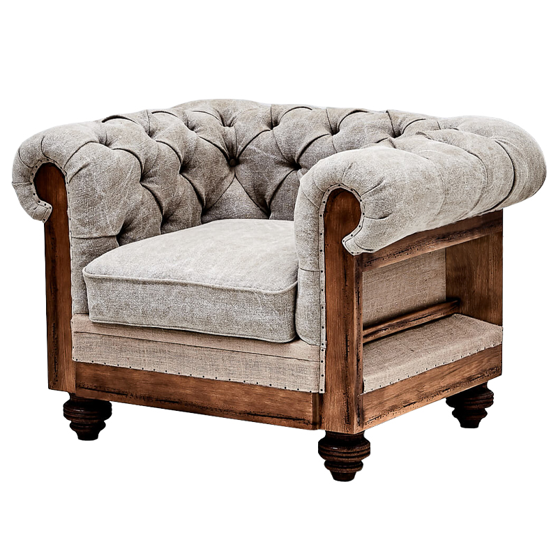 Кресло Deconstructed Chesterfield Armchair Gray Светло-серый Коричневый Кресло Deconstructed Chesterfield Armchair Gray Светло-серый Коричневый в Грозном | Loft Concept