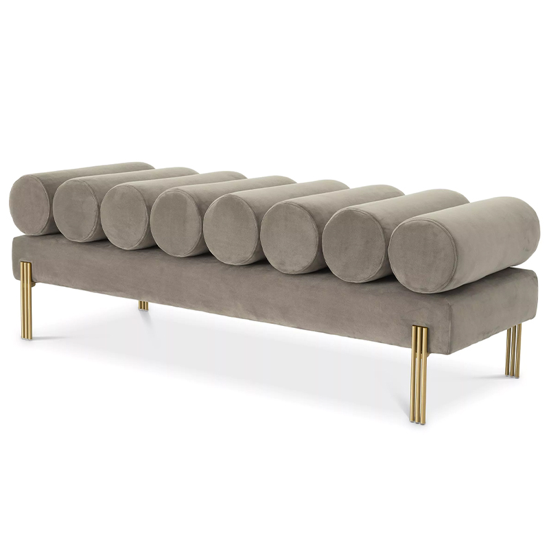 Банкетка Eichholtz Bench Oxley Grey Серый Латунь Банкетка Eichholtz Bench Oxley Grey Серый Латунь в Грозном | Loft Concept