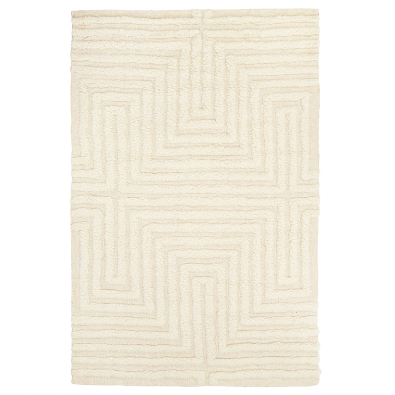 Ковер бежевого цвета из новозеландской шерсти и хлопка с геометрическим узором Opulent Symmetry Maze Бежевый в Грозном | Loft Concept 