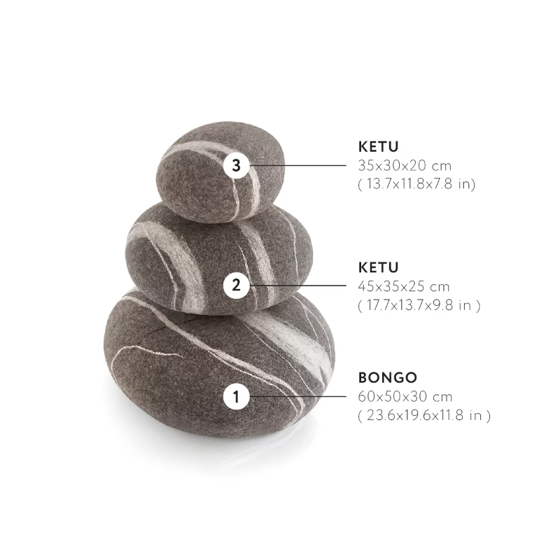Подушки - Камни KATSU из Валяной Шерсти Набор "Бонго" из 3-х штук в Грозном