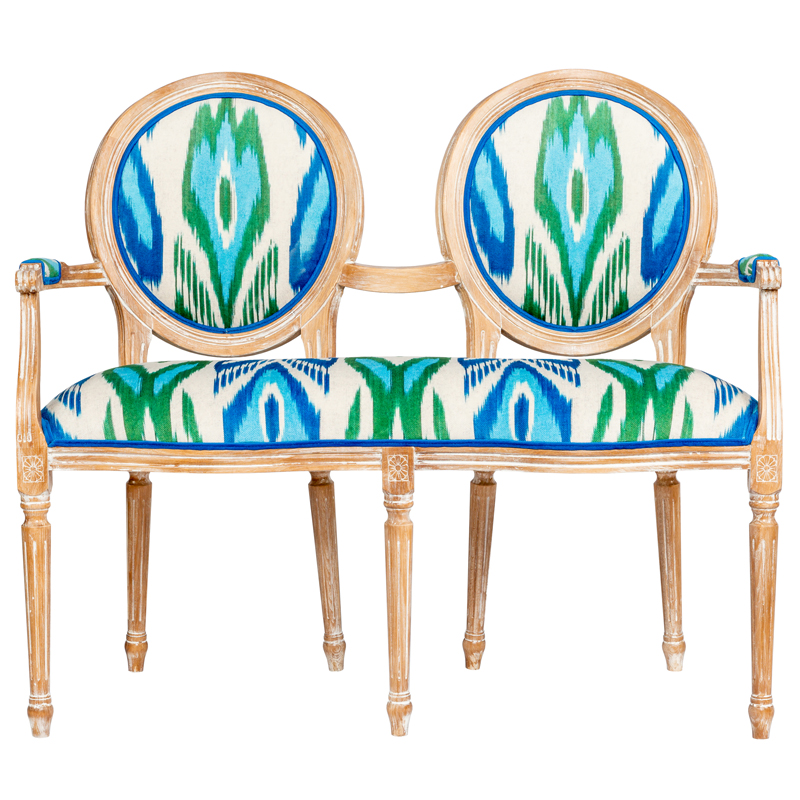 Диванетка с узором Ikat Pattern Белый Коричневый Мульти Диванетка с узором Ikat Pattern Белый Коричневый Мульти в Грозном | Loft Concept