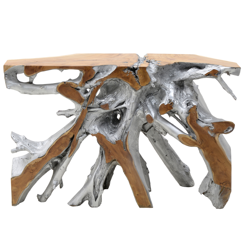 Консоль Luz Wood Console Серебряный Древесина Бежевый Консоль Luz Wood Console Серебряный Древесина Бежевый в Грозном | Loft Concept