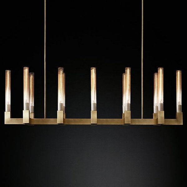 Люстра RH CANELLE Linear Chandelier 12 Modern Brass Латунь Люстра RH CANELLE Linear Chandelier 12 Modern Brass Латунь в Грозном | Loft Concept