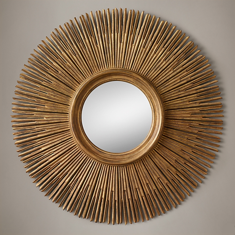Restoration Hardware ROUND SUNBURST MIRROR Gold Винтажное Темное Золото Restoration Hardware ROUND SUNBURST MIRROR Gold Винтажное Темное Золото в Грозном | Loft Concept
