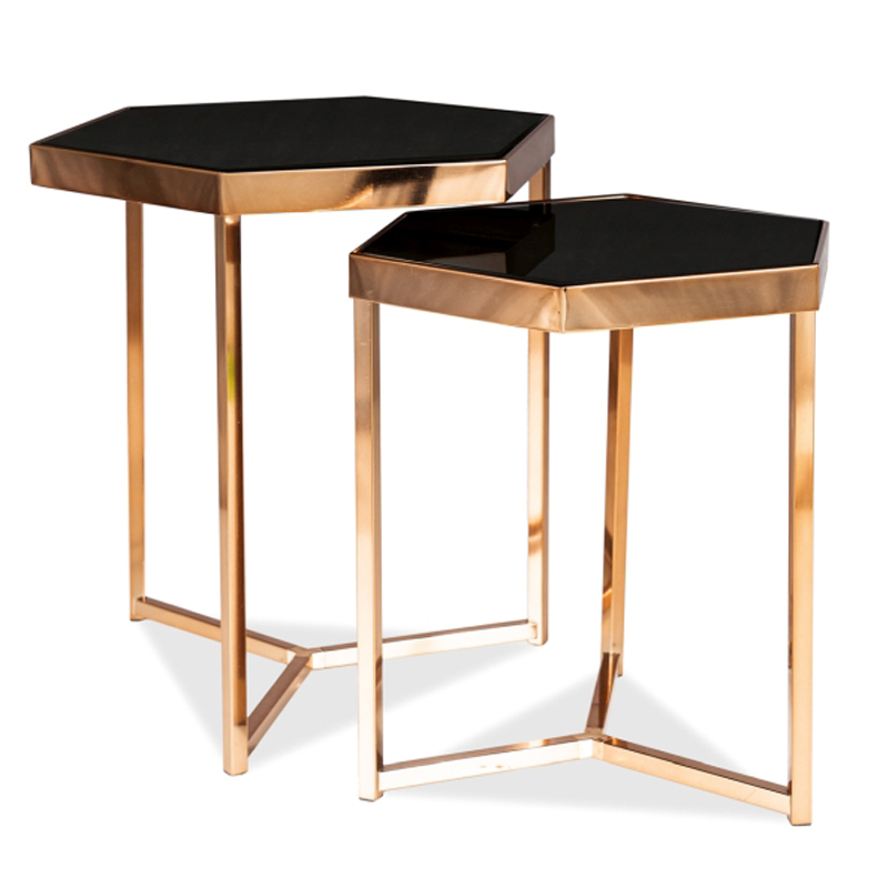 Комплект приставных столов Wally Side Table Золотой Шампань Черный Комплект приставных столов Wally Side Table Золотой Шампань Черный в Грозном | Loft Concept