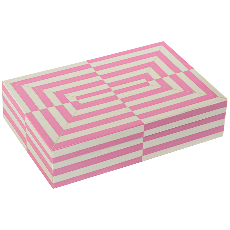 Шкатулка Pink White Stripes Bone Inlay Box Розовый Белый Шкатулка Pink White Stripes Bone Inlay Box Розовый Белый в Грозном | Loft Concept