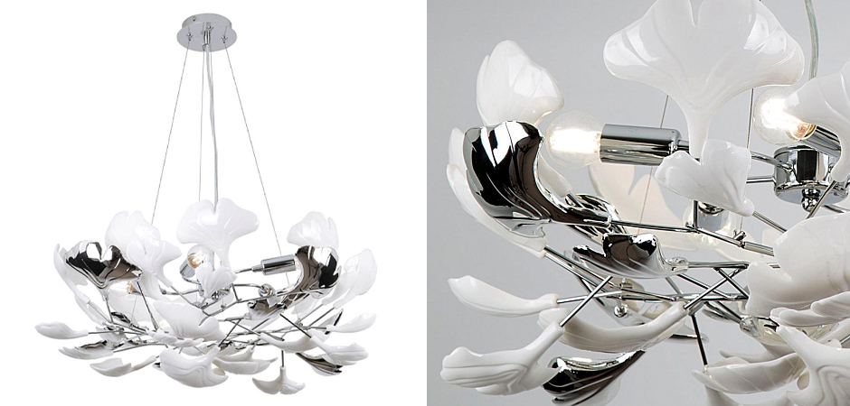Люстра Wintery flover Chrome с Белыми декоративными плафонами Люстра Wintery flover Chrome с Белыми декоративными плафонами - Loft-Concept в Грозном