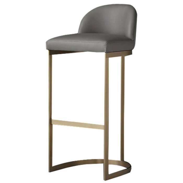 Барный стул Barrel Back Counter Stool Taupe Бежево-серый Золотой Барный стул Barrel Back Counter Stool Taupe Бежево-серый Золотой в Грозном | Loft Concept