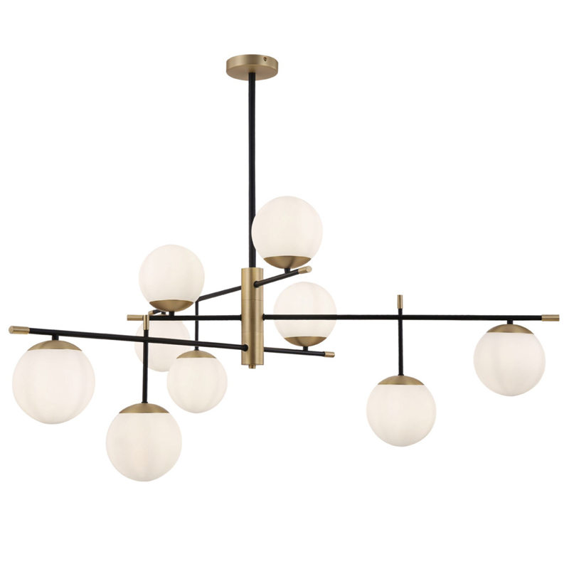 Светильник Spike Nine Balls Hanging Lamp матовое золото Прозрачный белый Светильник Spike Nine Balls Hanging Lamp матовое золото Прозрачный белый в Грозном | Loft Concept