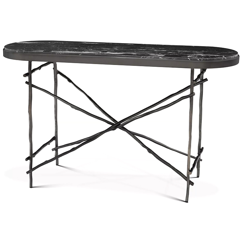 Консоль Eichholtz Console Table Tomasso Черный Мрамор Nero Темная бронза в Грозном | Loft Concept 