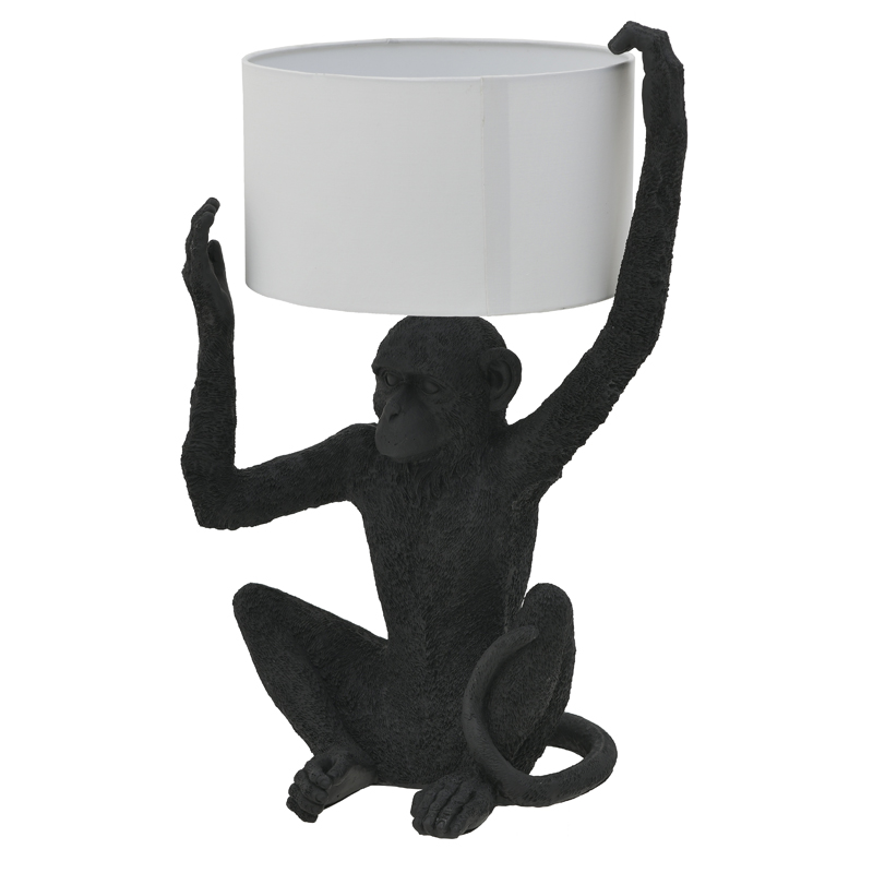 Настольная лампа Black Monkey Holding Lampshade Черный Белый Настольная лампа Black Monkey Holding Lampshade Черный Белый в Грозном | Loft Concept