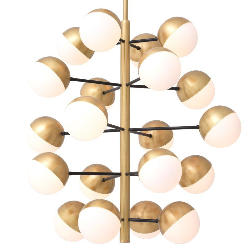 Люстра Eichholtz Chandelier Cona L Латунь Античная полированная Белое матовое стекло Черный Люстра Eichholtz Chandelier Cona L Латунь Античная полированная Белое матовое стекло Черный в Грозном | Loft Concept