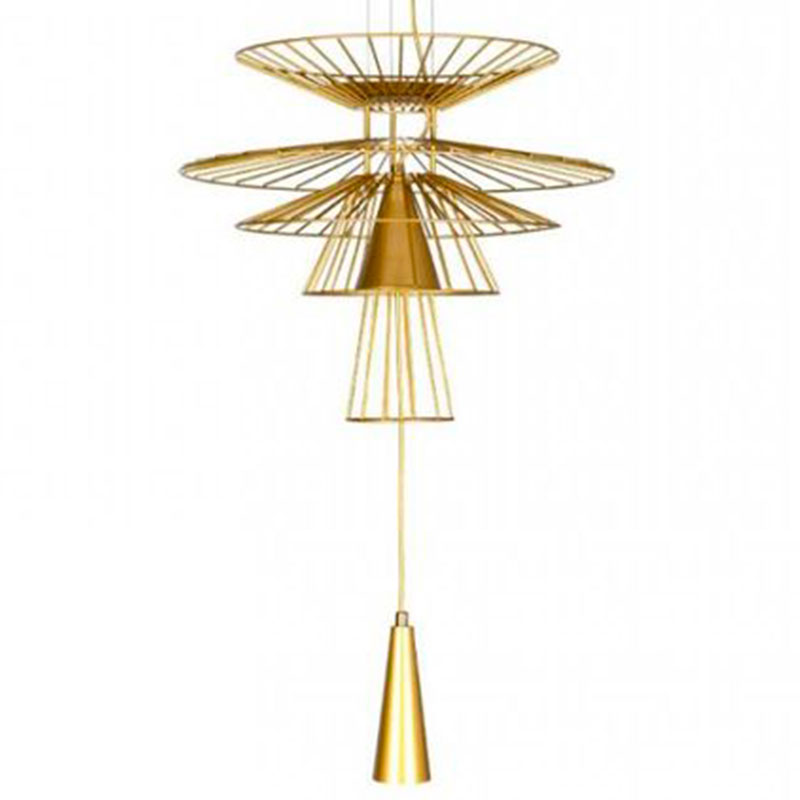 Люстра с металлическим плафоном Shade Metal Chandelier 70 см Золотой Люстра с металлическим плафоном Shade Metal Chandelier 70 см Золотой в Грозном | Loft Concept
