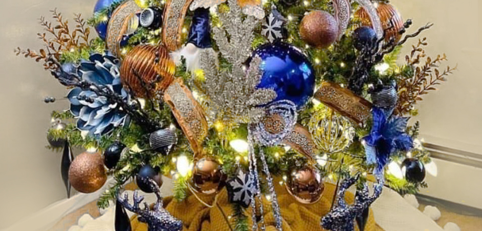 Дизайнерская Ель Синие Цветы Christmas tree Blue flowers Дизайнерская Ель Синие Цветы Christmas tree Blue flowers - Loft-Concept в Грозном
