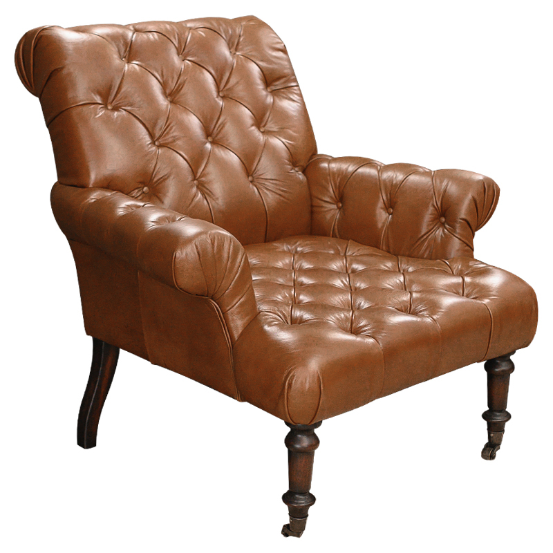 Кресло кожаное Bastien Leather Brown Armchair Коричневый Кресло кожаное Bastien Leather Brown Armchair Коричневый в Грозном | Loft Concept