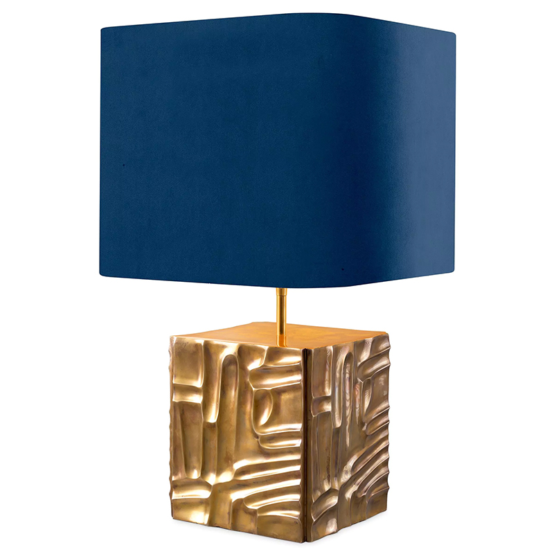 Настольная лампа Eichholtz Table Lamp Oregon Blue Velvet Синий Латунь Настольная лампа Eichholtz Table Lamp Oregon Blue Velvet Синий Латунь в Грозном | Loft Concept