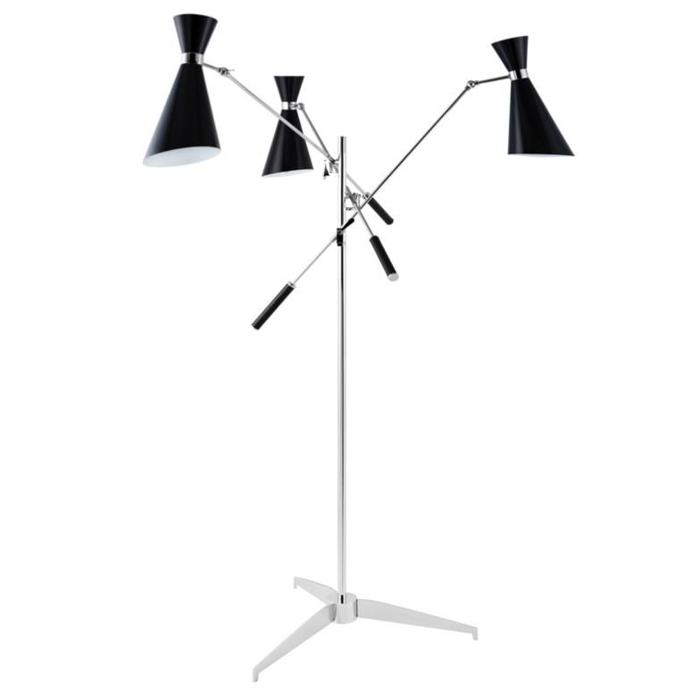 Торшер Stanley FLOR LAMP Черный Хром Торшер Stanley FLOR LAMP Черный Хром в Грозном | Loft Concept