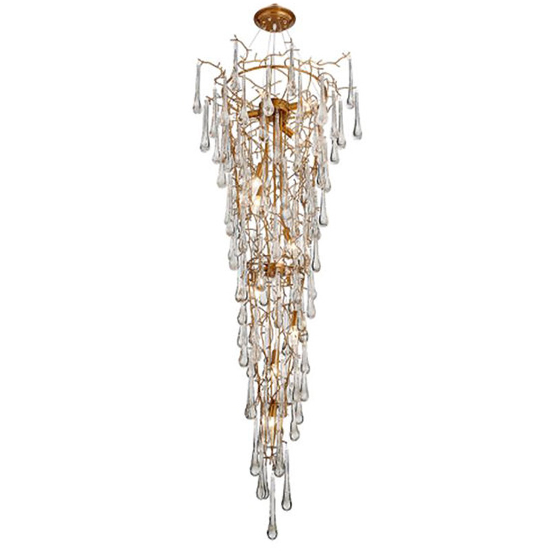 Люстра Waterfall Chandelier Crystal Drops Золотой Прозрачный Люстра Waterfall Chandelier Crystal Drops Золотой Прозрачный в Грозном | Loft Concept