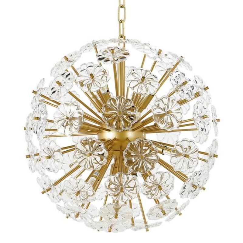 Люстра Glass Flowers Sputnik Chandelier D 48 матовое золото Прозрачное Стекло Люстра Glass Flowers Sputnik Chandelier D 48 матовое золото Прозрачное Стекло в Грозном | Loft Concept