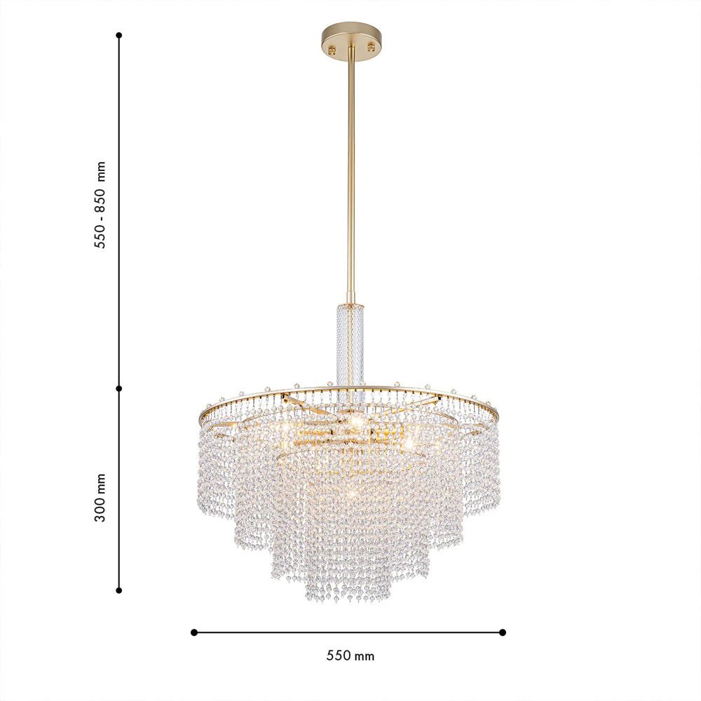 Люстра многоярусная с каскадами кристаллов Crystal Rains в Грозном