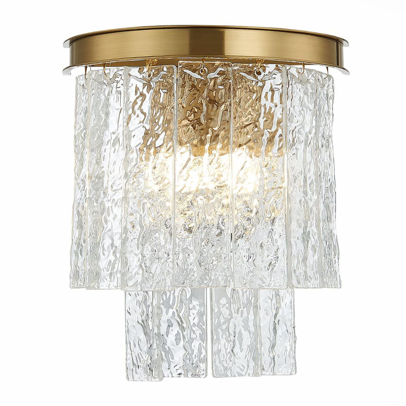 Бра Renea Textured Glass Wall Lamp Brass Латунь Прозрачное Стекло Бра Renea Textured Glass Wall Lamp Brass Латунь Прозрачное Стекло в Грозном | Loft Concept