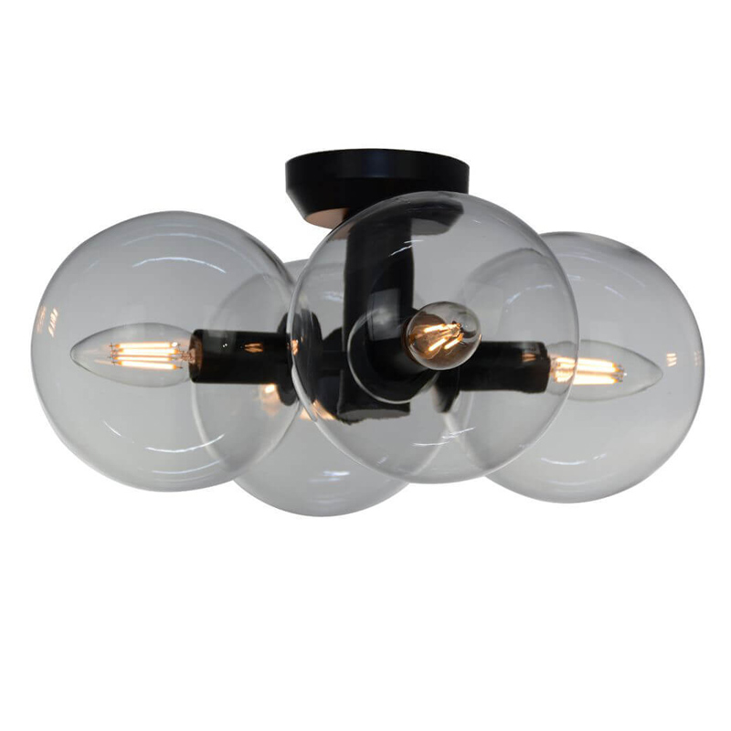 Потолочный светильник Modo 4 Globes Ceiling Lamp 30 Черный Прозрачное Стекло Потолочный светильник Modo 4 Globes Ceiling Lamp 30 Черный Прозрачное Стекло в Грозном | Loft Concept