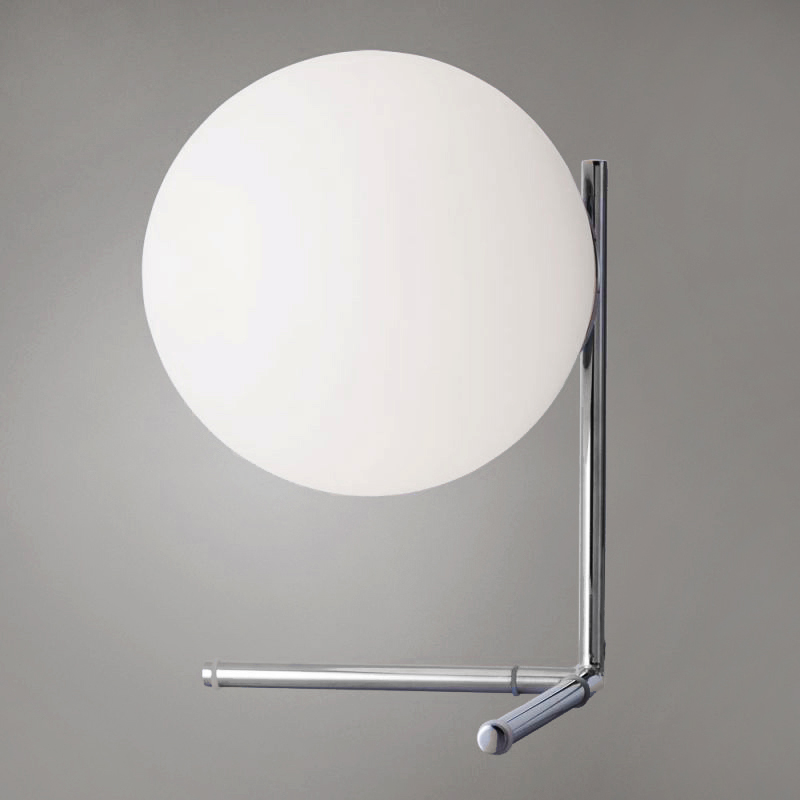 Настольная лампа IC Lighting Flos Table Chrome Хром Прозрачный белый Настольная лампа IC Lighting Flos Table Chrome Хром Прозрачный белый в Грозном | Loft Concept